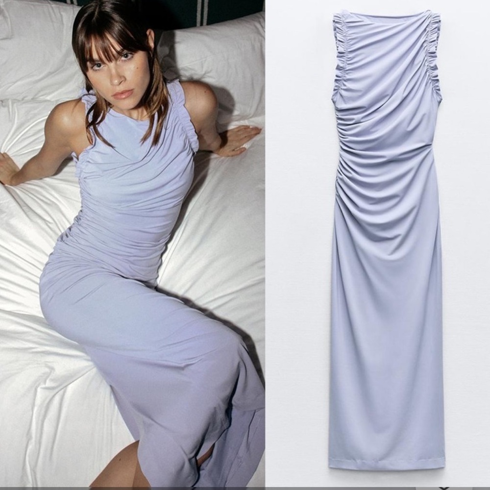 NWT ZARA RUFFLED MIDI DRESS